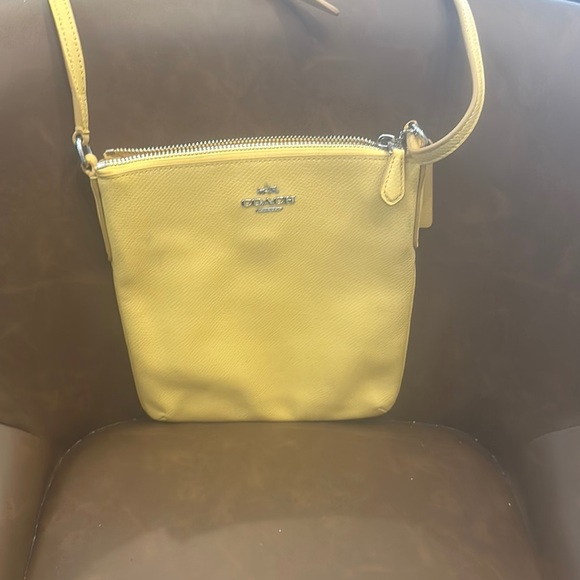 Coach Yellow Pebbled Leather Crossbody Bag - Picture 1 of 4